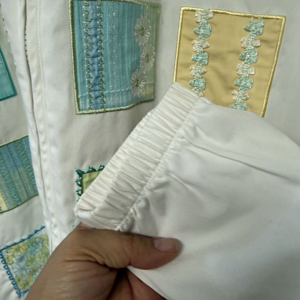 VTG Koret Francisca Full Zip Jacket XL White Multi Patch Grandmacore 90s - Picture 4 of 9